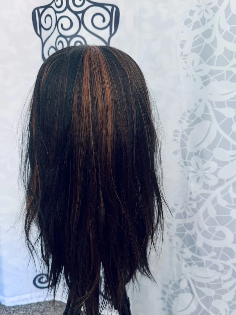 Black & Caramel Brown Highlighted Long Synthetic Headband Wig